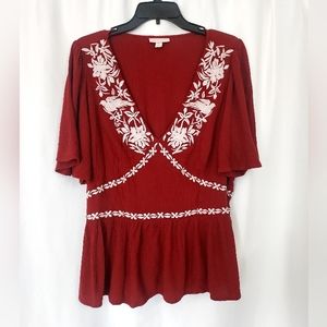 Knox Rose Red V Neck Spring Top. Size XXL